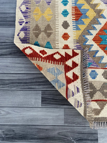 Handmade Afghan Chobi Kilim Rug 200 CM x  153 CM ( SS # 141 )