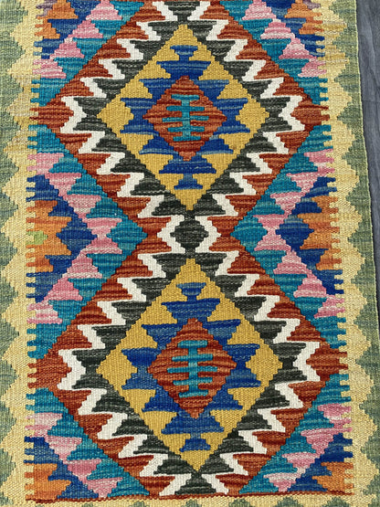 Handmade Afghan Chobi Kilim Rug 89x57 cm KAS#713