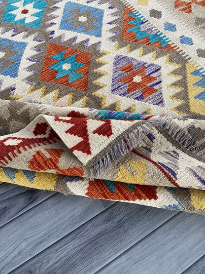 Handmade Afghan Chobi Kilim Rug 200 CM x  153 CM ( SS # 141 )