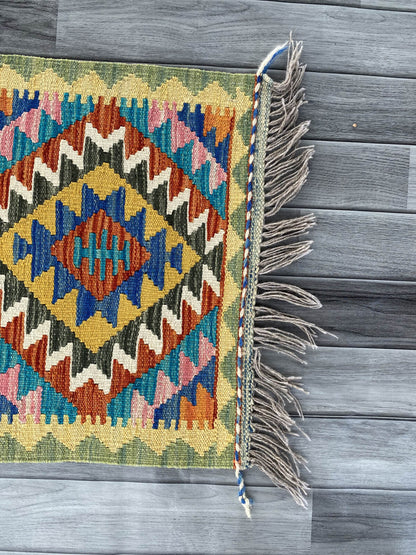 Handmade Afghan Chobi Kilim Rug 89x57 cm KAS#713