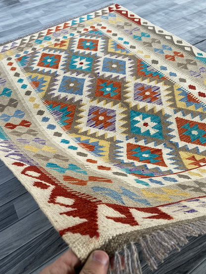 Handmade Afghan Chobi Kilim Rug 200 CM x  153 CM ( SS # 141 )