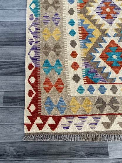 Handmade Afghan Chobi Kilim Rug 200 CM x  153 CM ( SS # 141 )