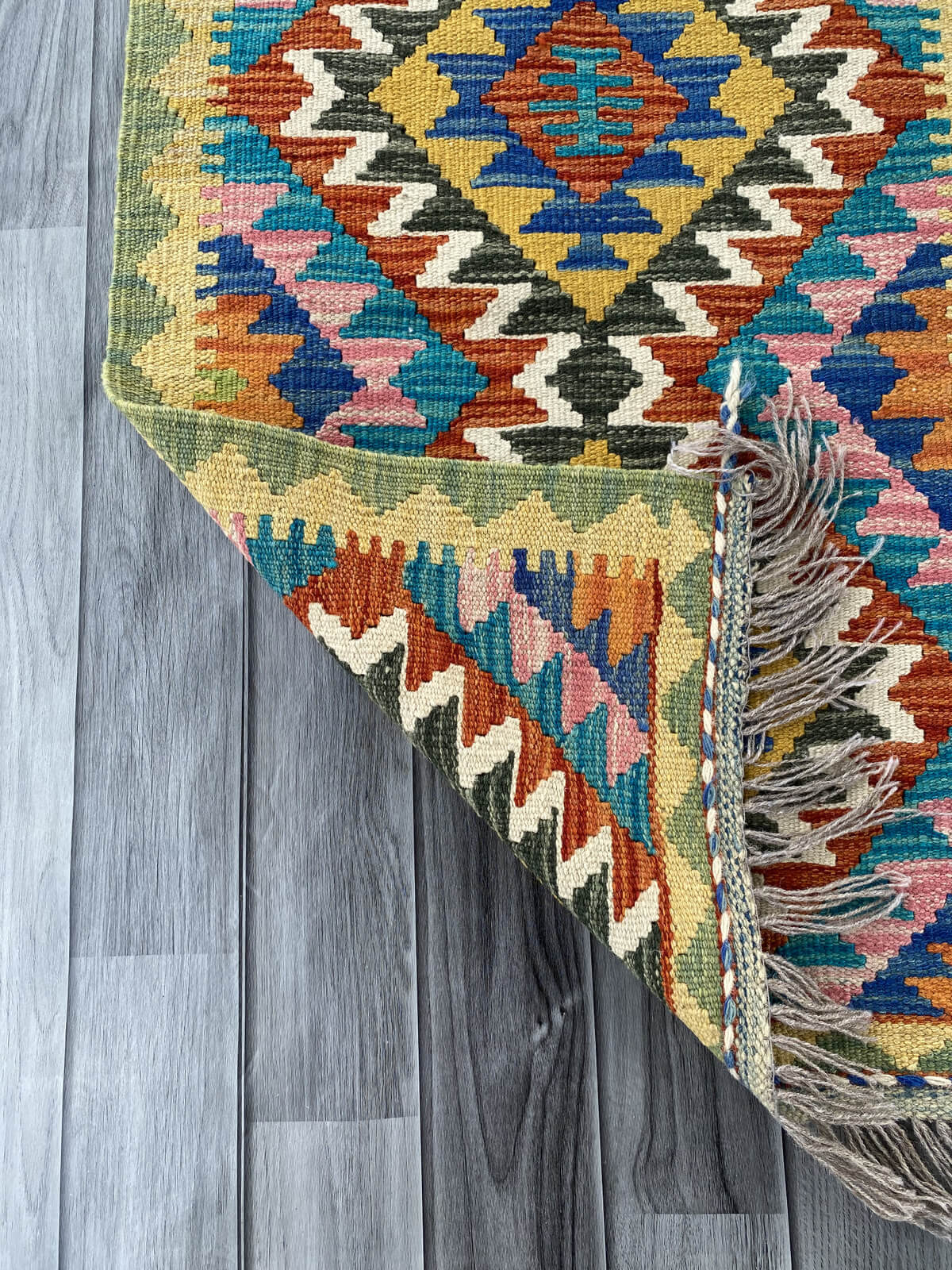 Handmade Afghan Chobi Kilim Rug 89x57 cm KAS#713