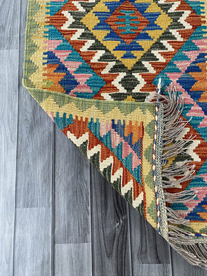 Handmade Afghan Chobi Kilim Rug 89x57 cm KAS#713