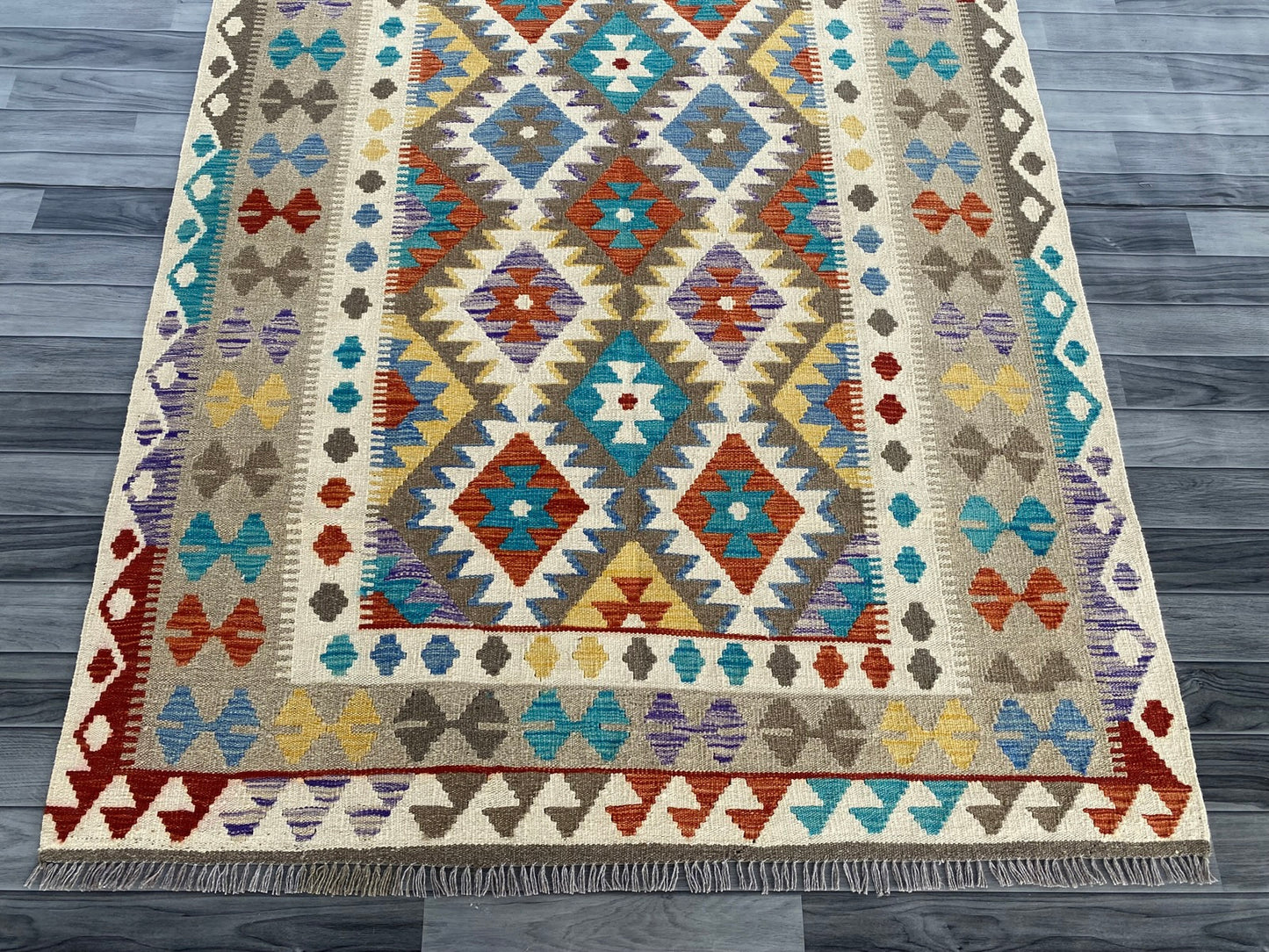 Handmade Afghan Chobi Kilim Rug 200 CM x  153 CM ( SS # 141 )