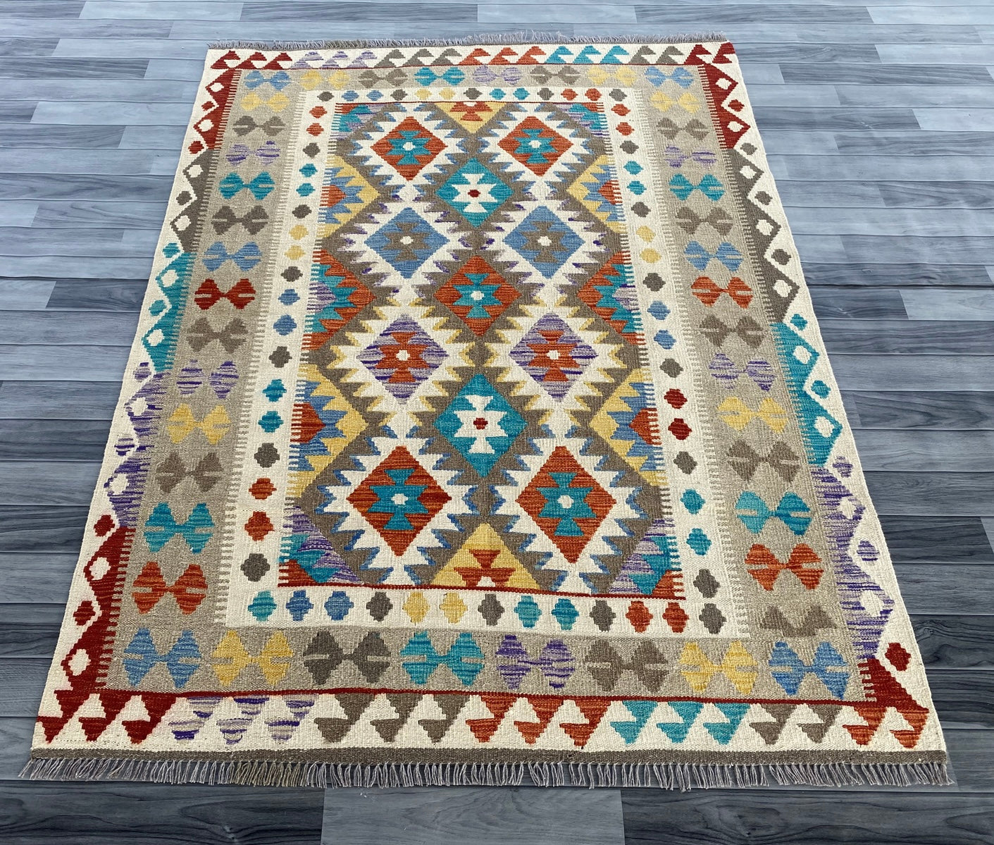 Handmade Afghan Chobi Kilim Rug 200 CM x  153 CM ( SS # 141 )