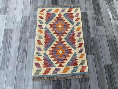 Handmade Afghan Chobi Kilim Rug 82x62 cm KAS#715
