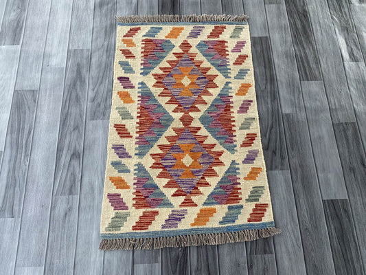 Handmade Afghan Chobi Kilim Rug 82x62 cm KAS#715