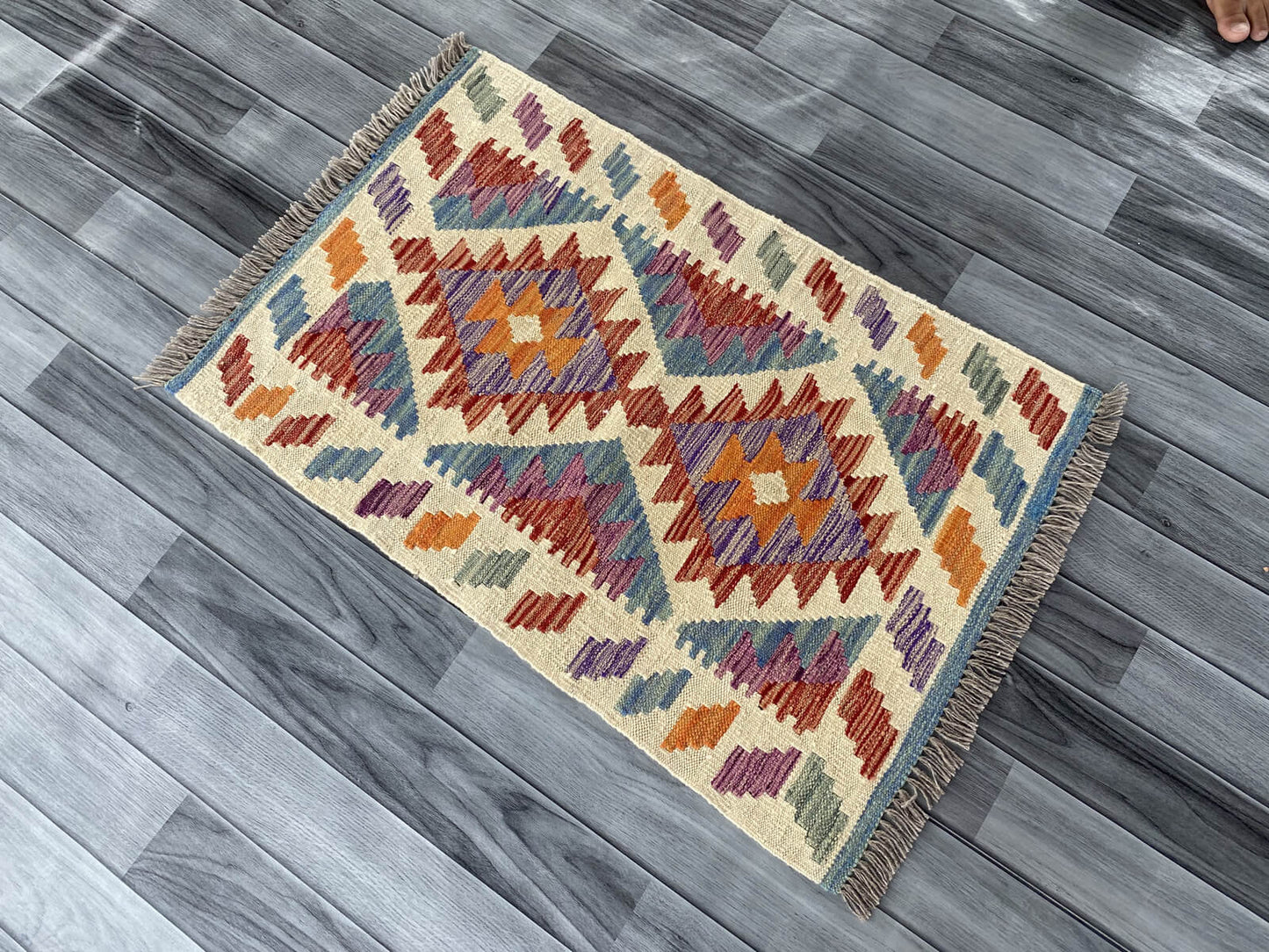 Handmade Afghan Chobi Kilim Rug 82x62 cm KAS#715