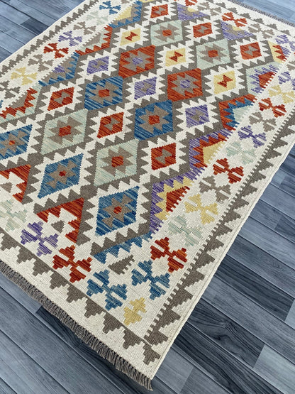 Handmade Afghan Chobi Kilim Rug 200 CM x  153 CM ( SS # 140 )