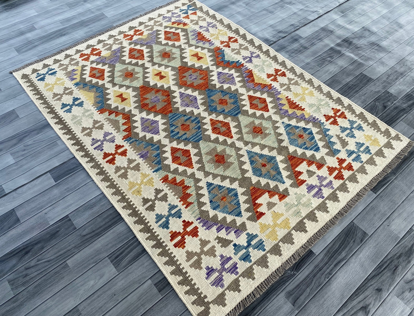 Handmade Afghan Chobi Kilim Rug 200 CM x  153 CM ( SS # 140 )