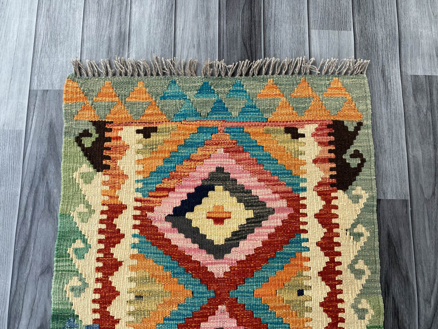 Handmade Afghan Chobi Kilim Rug 95x62 cm KAS#716