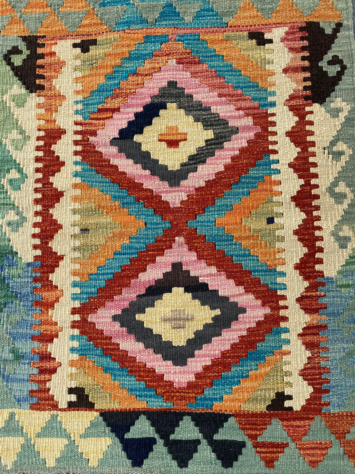 Handmade Afghan Chobi Kilim Rug 95x62 cm KAS#716