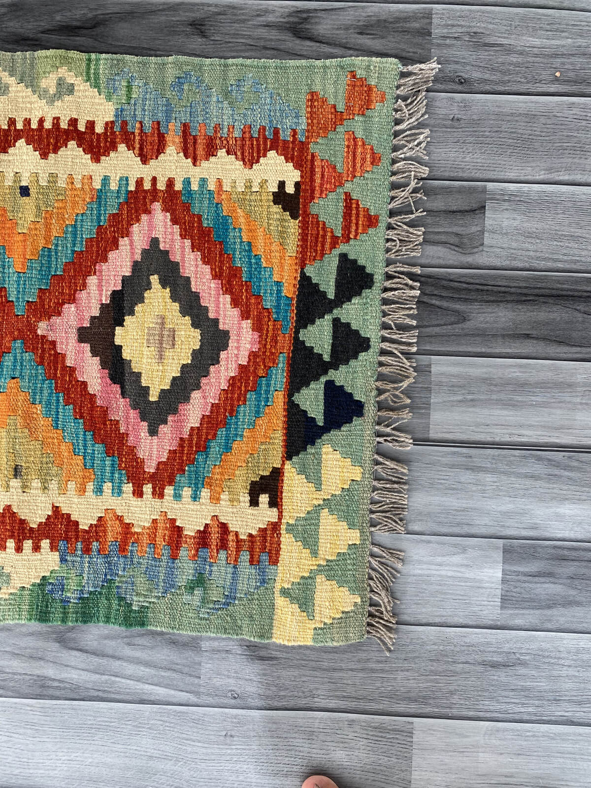 Handmade Afghan Chobi Kilim Rug 95x62 cm KAS#716