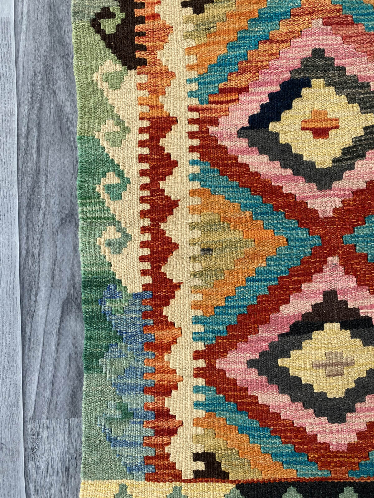 Handmade Afghan Chobi Kilim Rug 95x62 cm KAS#716
