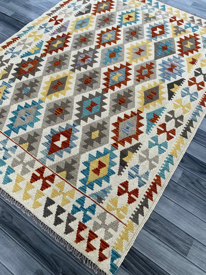 Handmade Afghan Chobi Kilim Rug 200 CM x  153 CM ( SS # 139 )