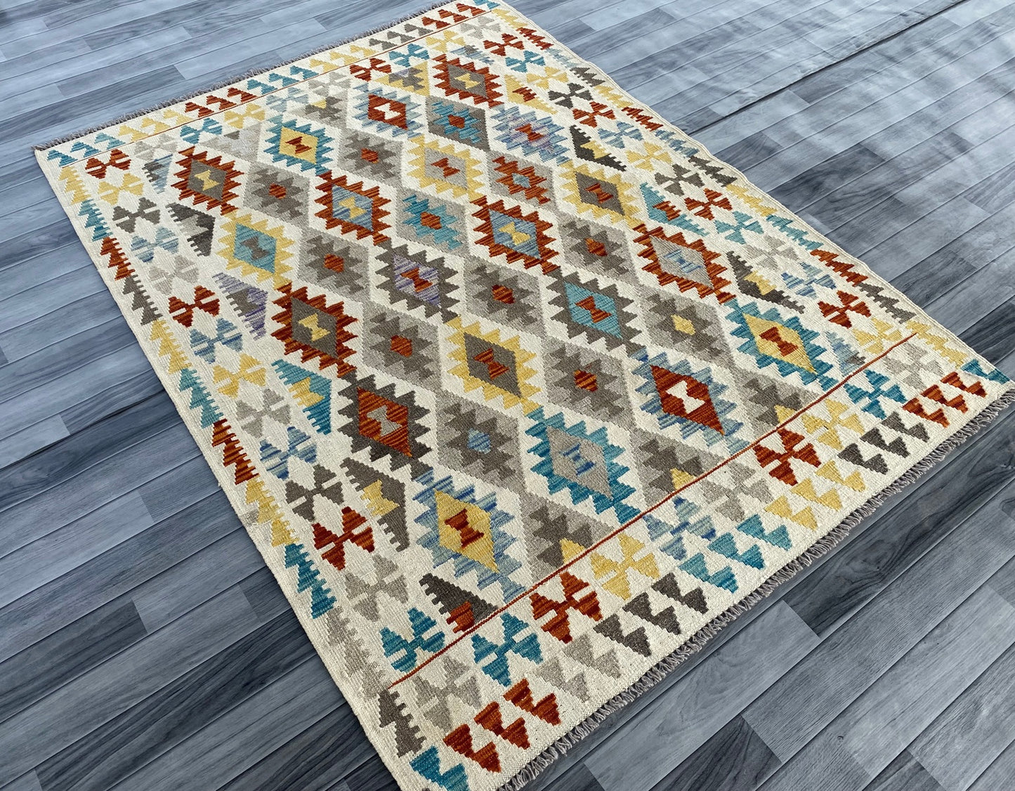 Handmade Afghan Chobi Kilim Rug 200 CM x  153 CM ( SS # 139 )