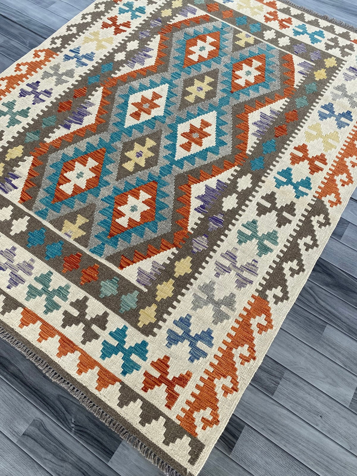 Handmade Afghan Chobi Kilim Rug 202 CM x  152 CM ( SS # 138 )