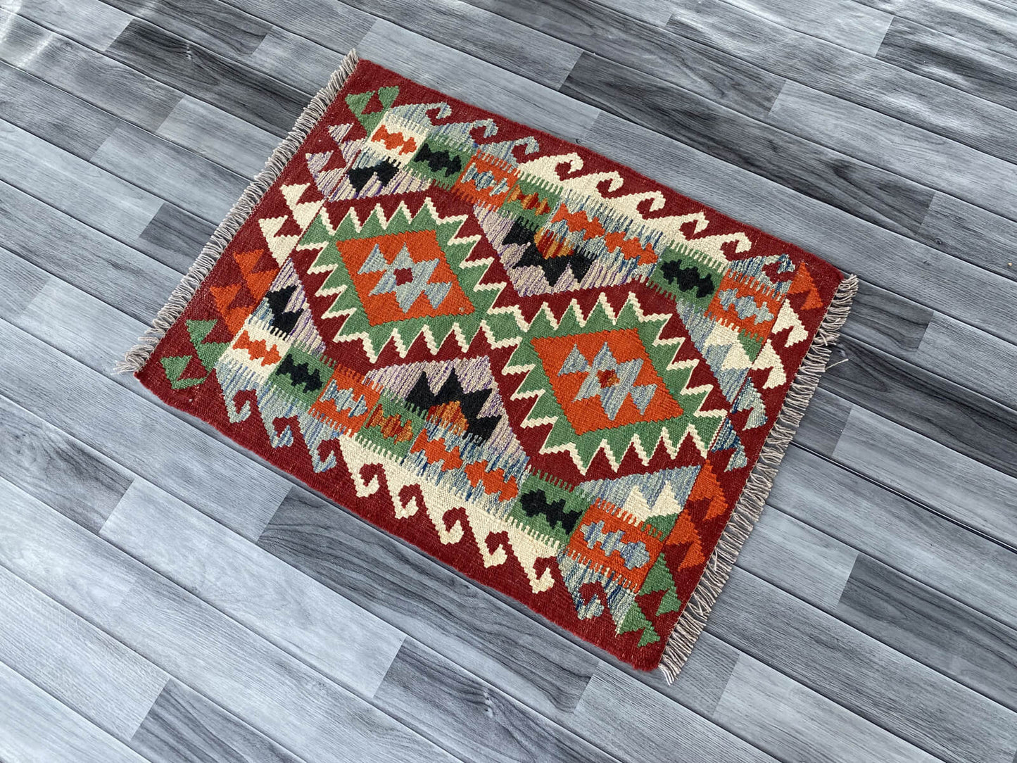 Handmade Afghan Chobi Kilim Rug 88x67 cm KAS#717