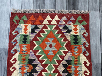 Handmade Afghan Chobi Kilim Rug 88x67 cm KAS#717