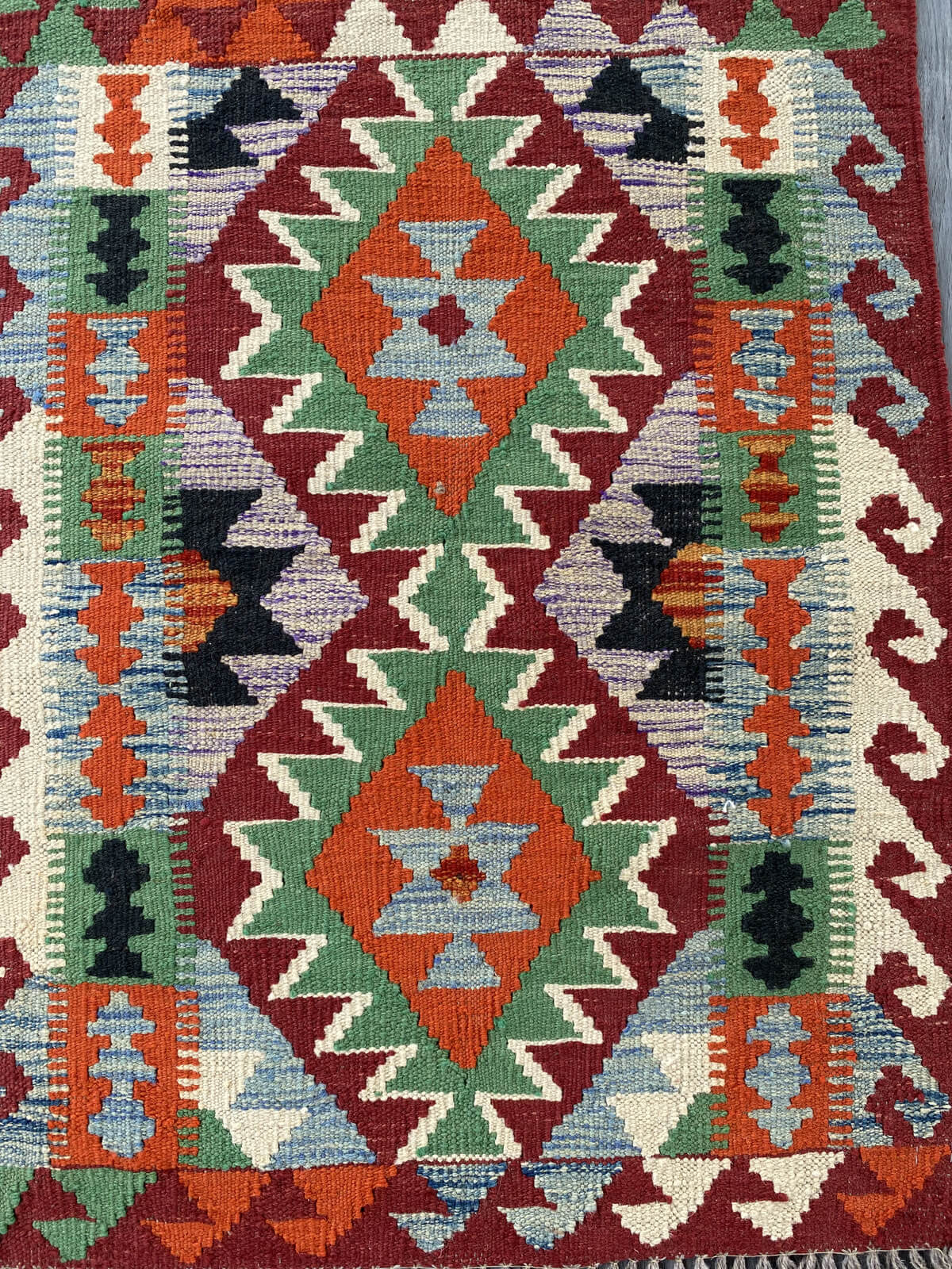Handmade Afghan Chobi Kilim Rug 88x67 cm KAS#717