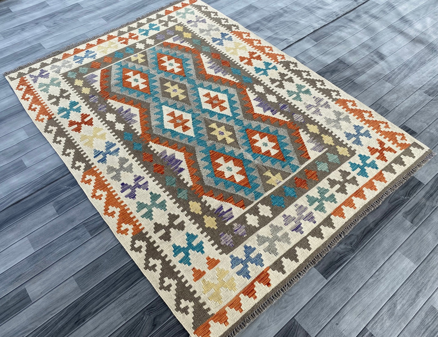 Handmade Afghan Chobi Kilim Rug 202 CM x  152 CM ( SS # 138 )