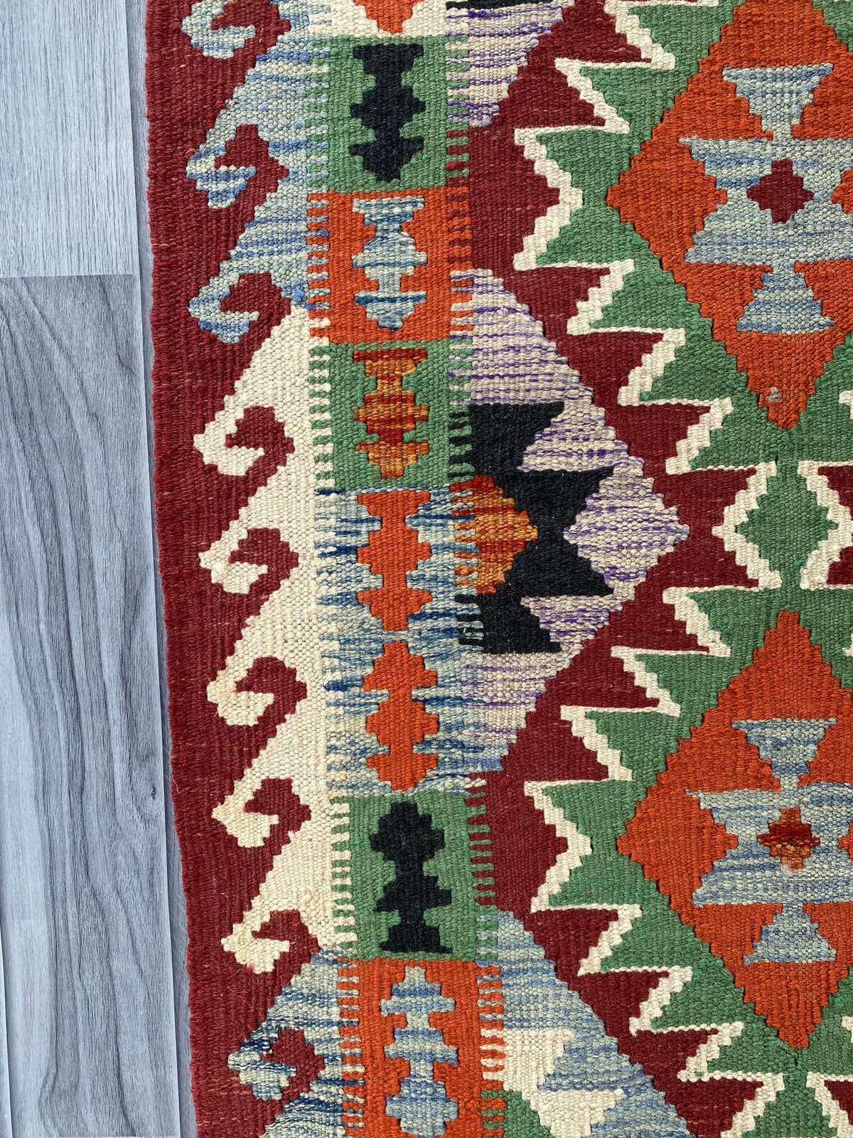 Handmade Afghan Chobi Kilim Rug 88x67 cm KAS#717