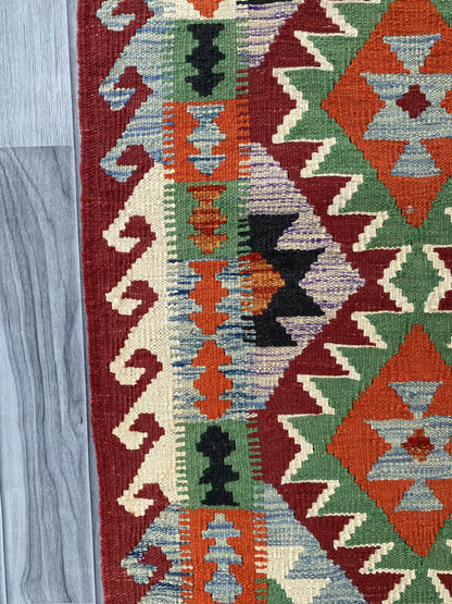 Handmade Afghan Chobi Kilim Rug 88x67 cm KAS#717