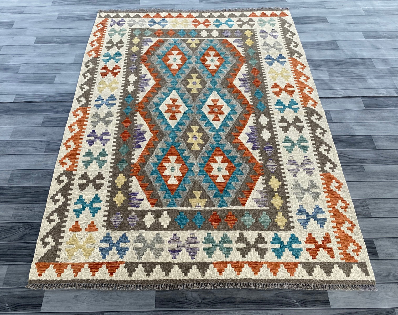 Handmade Afghan Chobi Kilim Rug 202 CM x  152 CM SS # 138