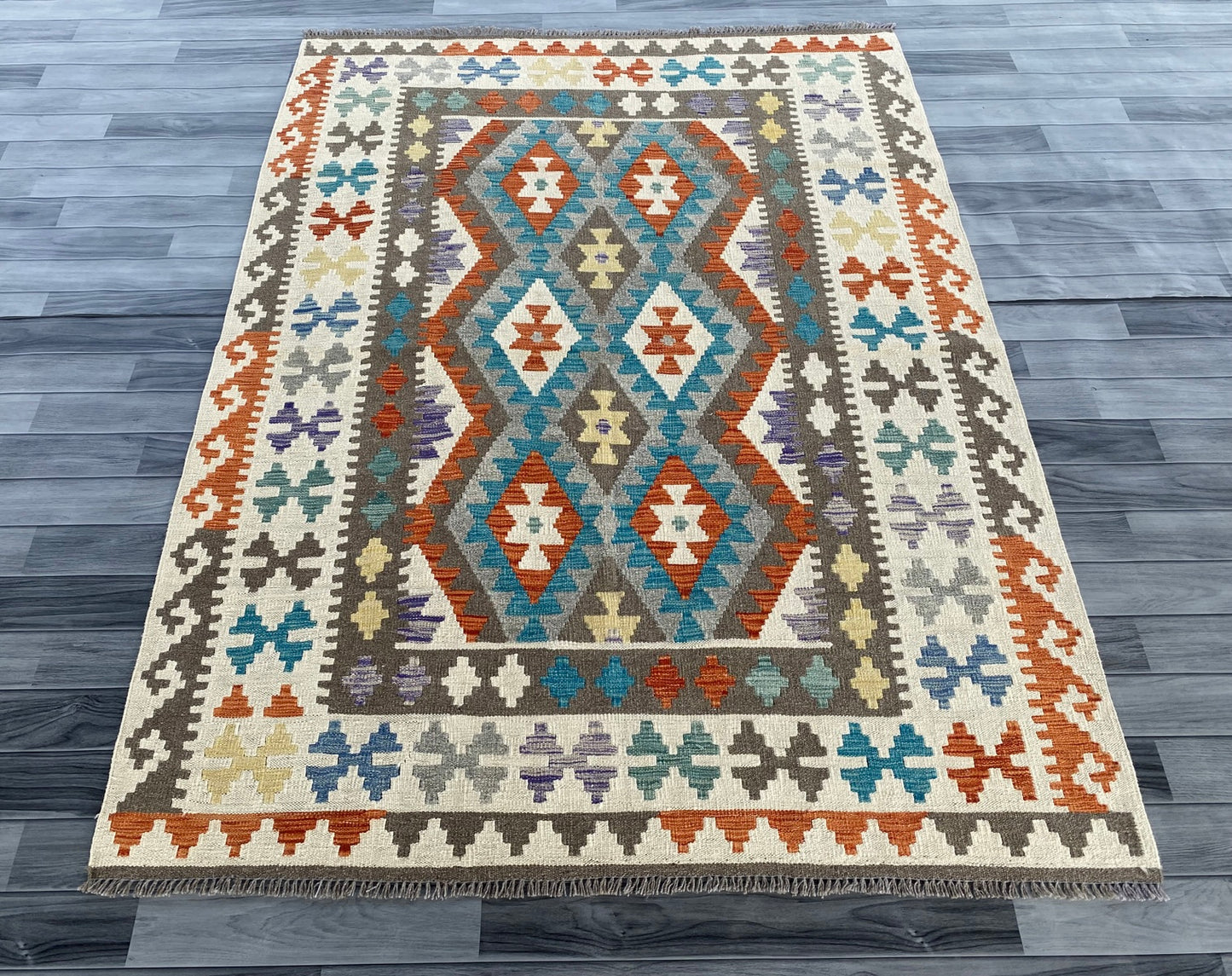 Handmade Afghan Chobi Kilim Rug 202 CM x  152 CM ( SS # 138 )