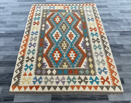 Handmade Afghan Chobi Kilim Rug 202 CM x  152 CM ( SS # 138 )