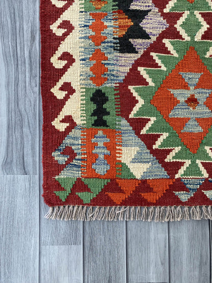 Handmade Afghan Chobi Kilim Rug 88x67 cm KAS#717