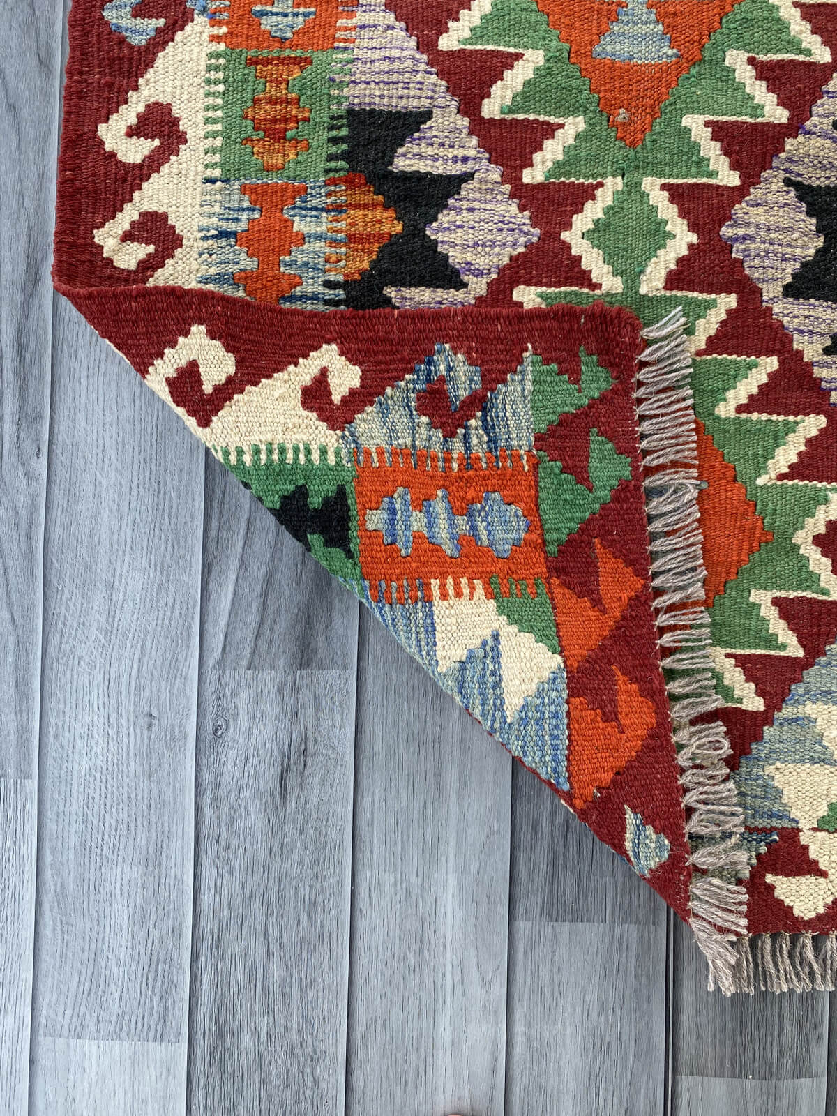 Handmade Afghan Chobi Kilim Rug 88x67 cm KAS#717