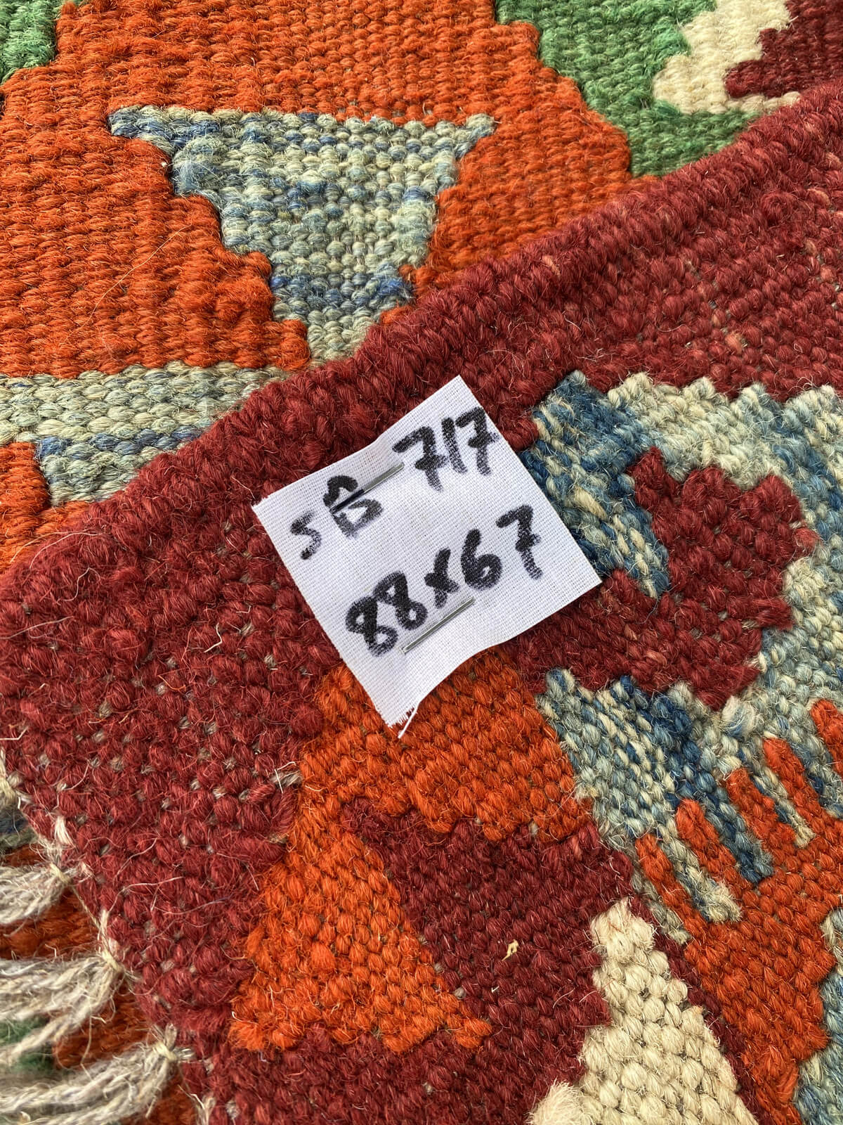 Handmade Afghan Chobi Kilim Rug 88x67 cm KAS#717