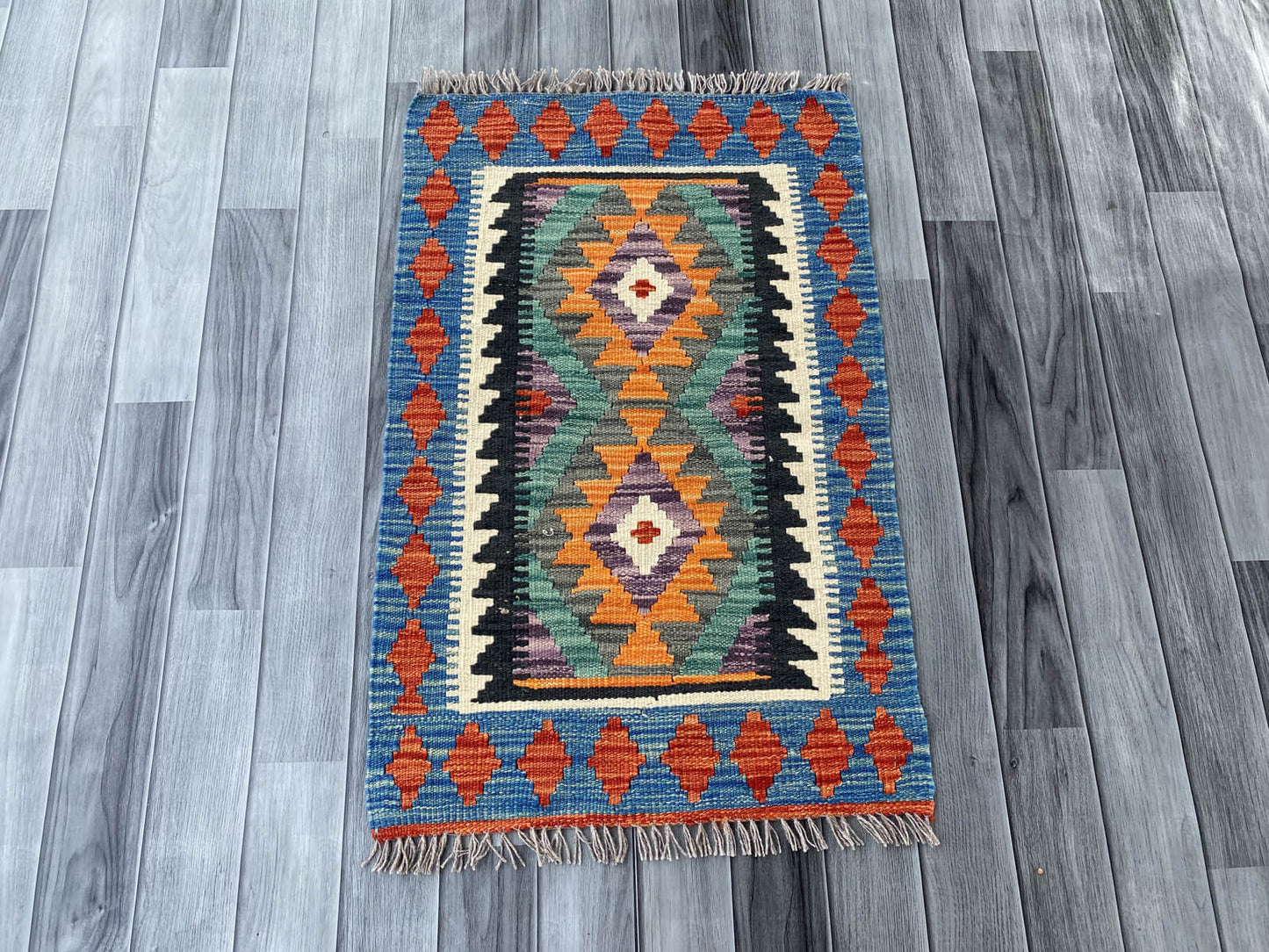 Handmade Afghan Chobi Kilim Rug 77x57 cm KAS#718