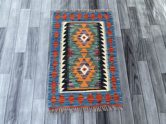 Handmade Afghan Chobi Kilim Rug 77x57 cm KAS#718