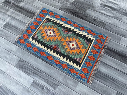 Handmade Afghan Chobi Kilim Rug 77x57 cm KAS#718