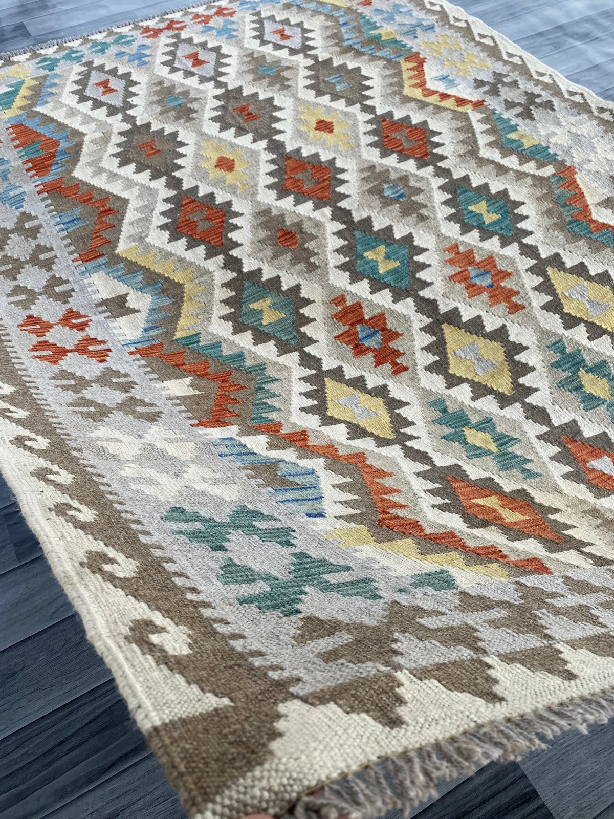 Handmade Afghan Chobi Kilim Rug 195 CM x  148 CM ( SS # 137 )