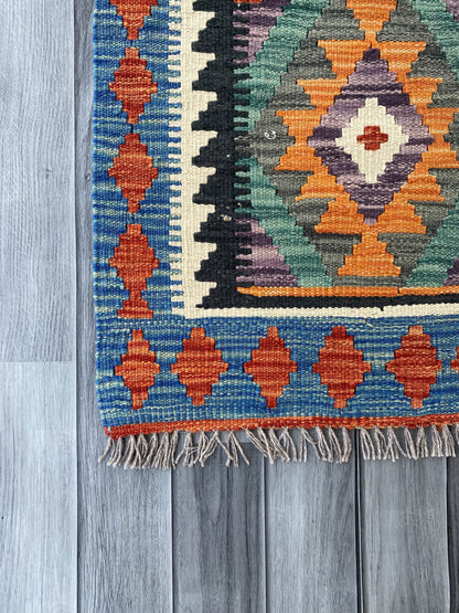 Handmade Afghan Chobi Kilim Rug 77x57 cm KAS#718