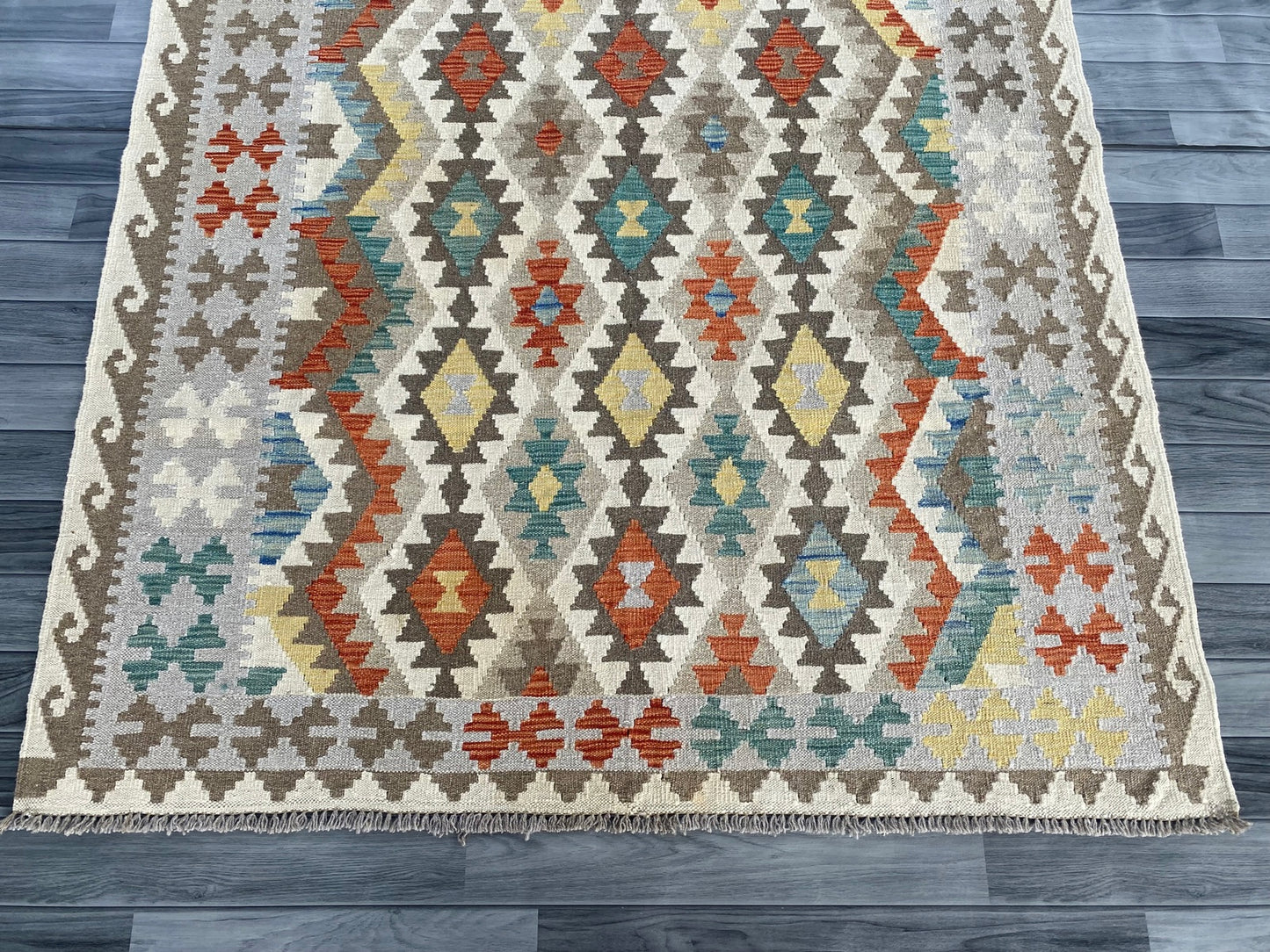 Handmade Afghan Chobi Kilim Rug 195 CM x  148 CM ( SS # 137 )