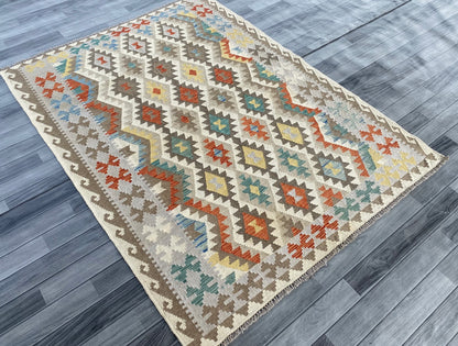 Handmade Afghan Chobi Kilim Rug 195 CM x  148 CM ( SS # 137 )