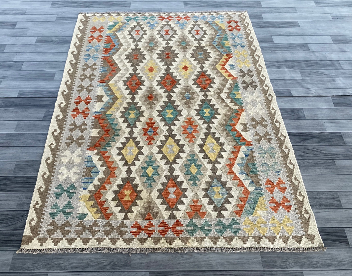Handmade Afghan Chobi Kilim Rug 195 CM x  148 CM ( SS # 137 )