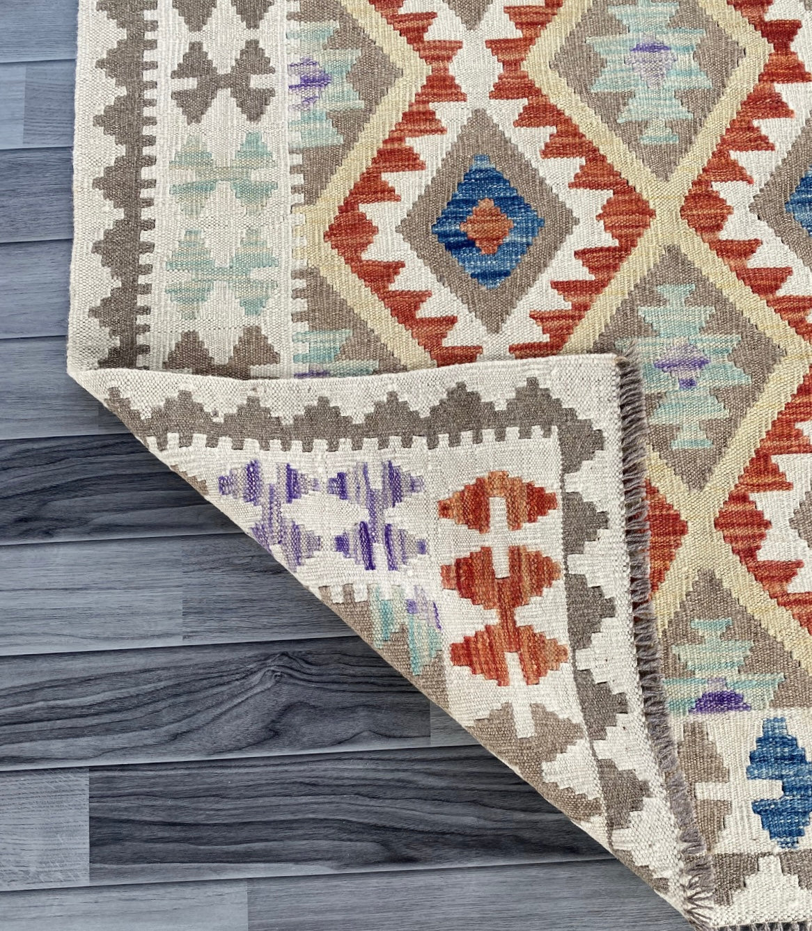 Handmade Afghan Chobi Kilim Rug 193 CM x  150 CM ( SS # 136 )