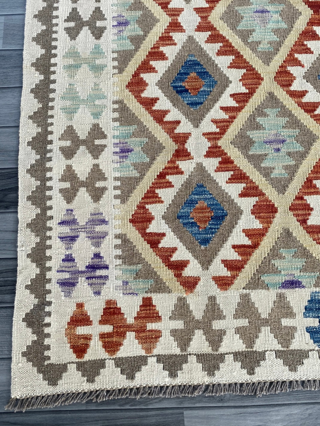 Handmade Afghan Chobi Kilim Rug 193 CM x  150 CM ( SS # 136 )