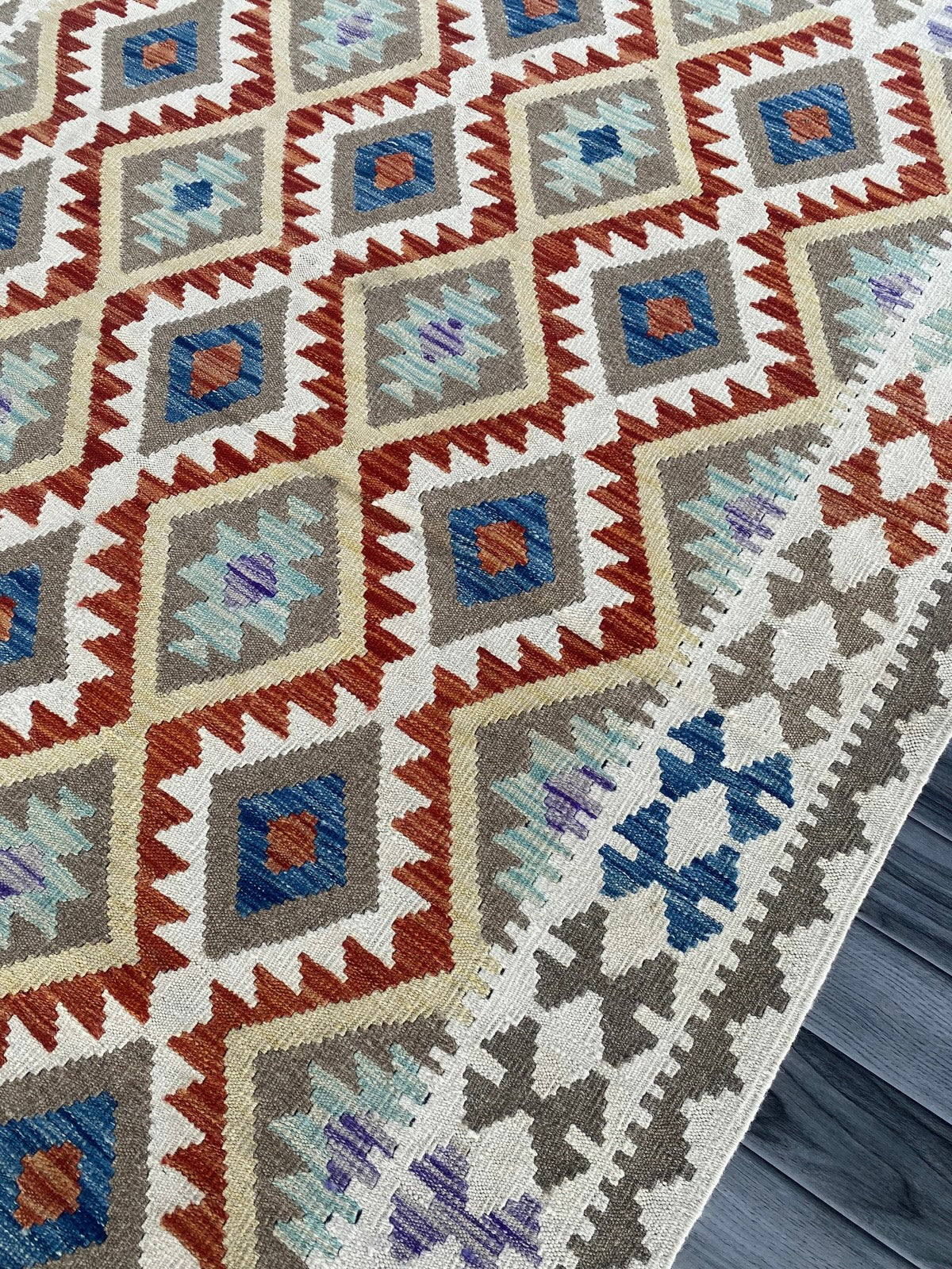 Handmade Afghan Chobi Kilim Rug 193 CM x  150 CM ( SS # 136 )