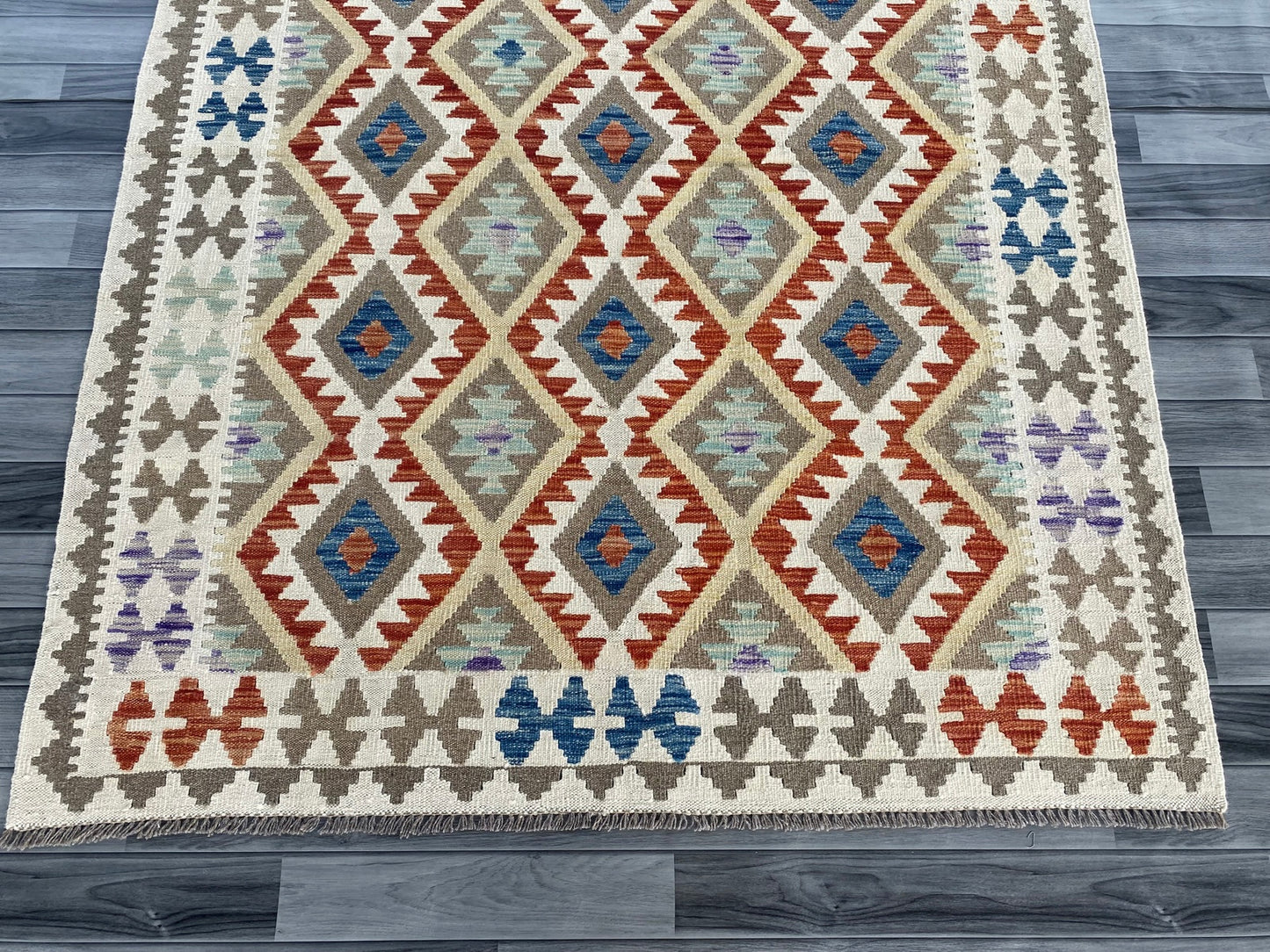 Handmade Afghan Chobi Kilim Rug 193 CM x  150 CM ( SS # 136 )