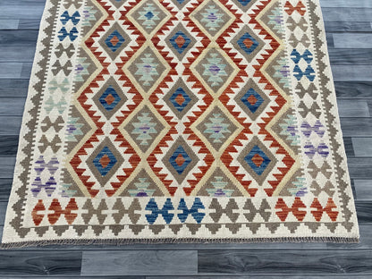 Handmade Afghan Chobi Kilim Rug 193 CM x  150 CM ( SS # 136 )
