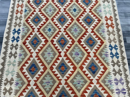 Handmade Afghan Chobi Kilim Rug 193 CM x  150 CM ( SS # 136 )