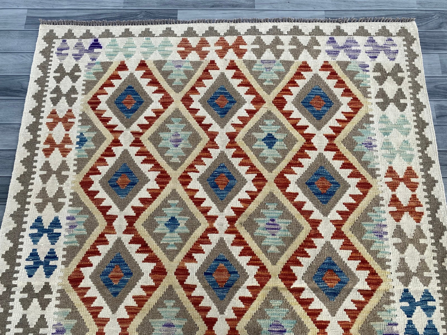 Handmade Afghan Chobi Kilim Rug 193 CM x  150 CM ( SS # 136 )