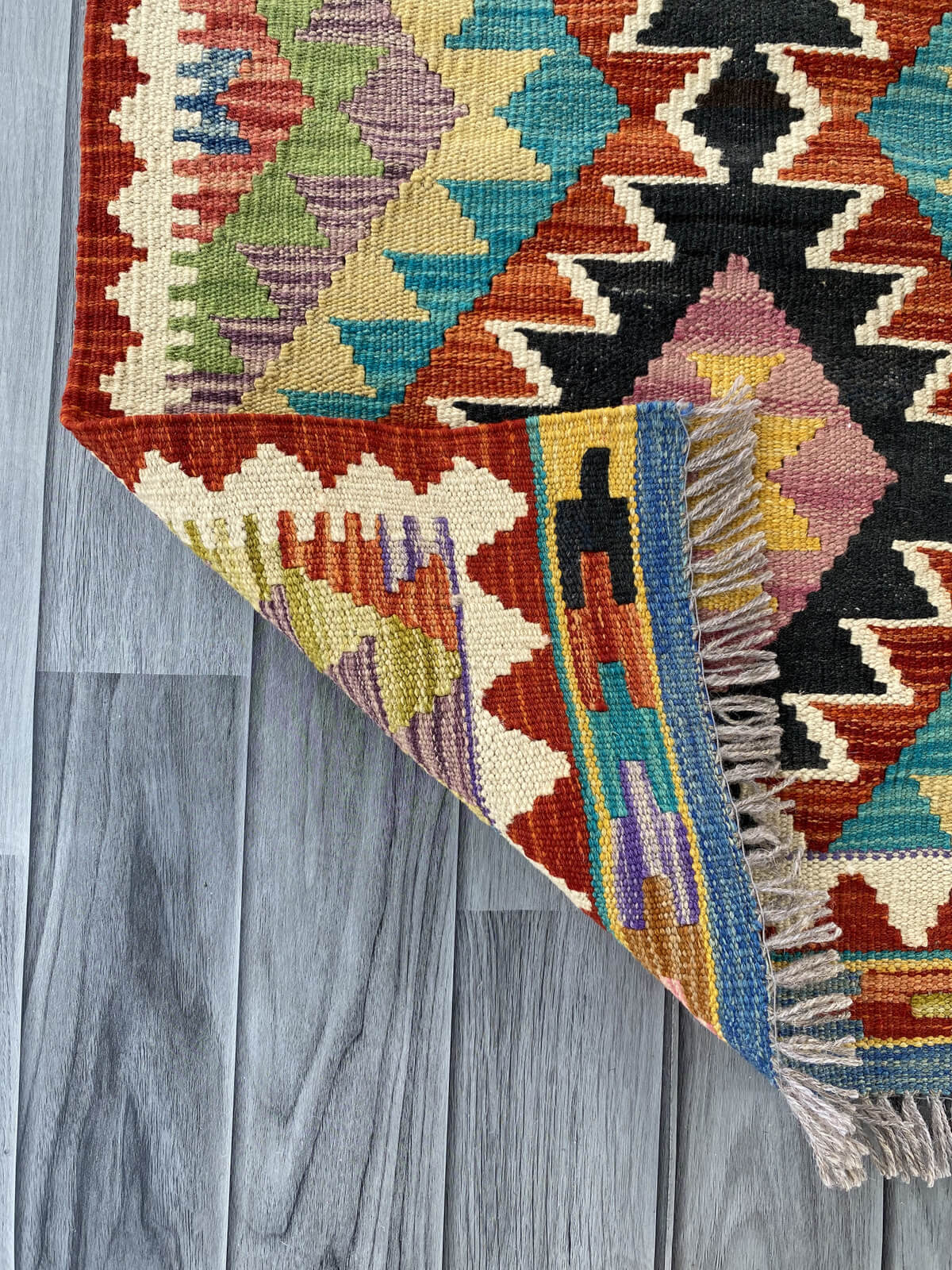 Handmade Afghan Chobi Kilim Rug 88x60 cm KAS#719